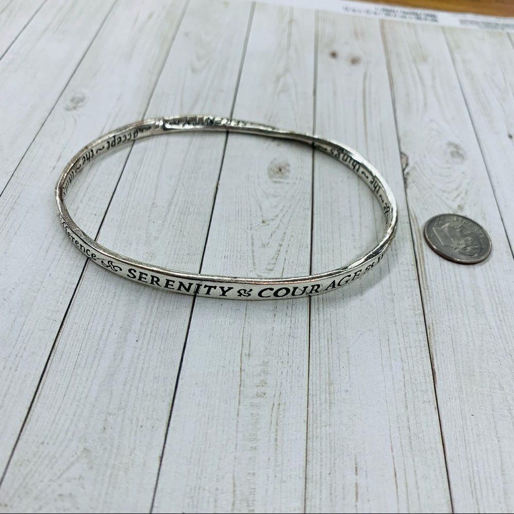 Plus Size Silver Serenity Prayer Bangle Bracelet‎